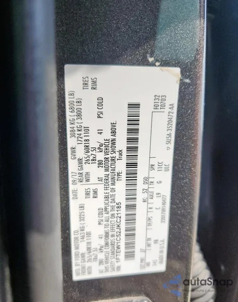 2018 Ford F150 Supercrew z USA, uszkodzony, nr VIN 1FTEW1C52JKC21185